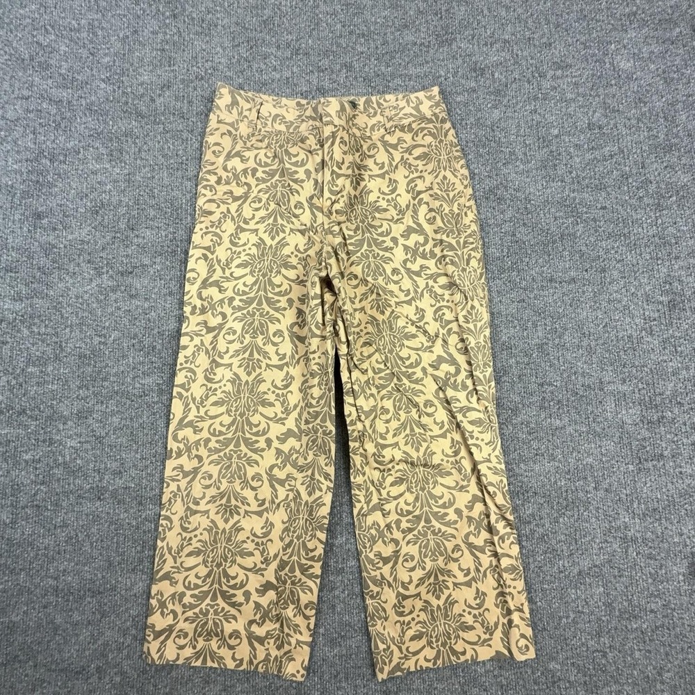 Banana Republic Capri Pants Womens 10P Beige Harrison Floral Twill Wide Leg Crop